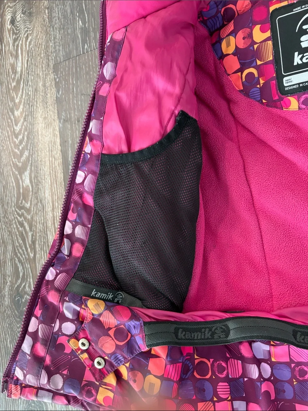 Kamik Girls' Multicolor Pink & Purple Geometric Puffer Jacket